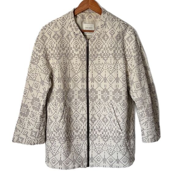 Zara Aztec Embroidered Ecru Jacket - Picture 2 of 7